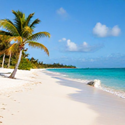 Caribbean Holidays, November Beaches, Bright turquoise sea and soft white sand at Grace Bay Beach in the Turks and Caicos Islands, warm November sunshine, a few palm trees and relaxed holiday atmosphere