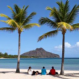 Caribbean Holidays, November Beaches, Travellers relaxing beneath palm trees beside a calm Caribbean beach in Saint Lucia, with volcanic hills in the background
