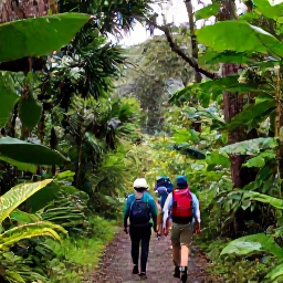Caribbean Holidays, November Birdwatching, A small group of birdwatchers walking through Montserrat&rsquo;s lush Centre Hills rainforest on a clear November morning