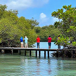 Caribbean Holidays, November Birdwatching, Birdwatchers exploring a quiet mangrove and coastal wetland on Bequia in the Grenadines