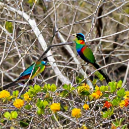 Caribbean Holidays, November Birdwatching, Colourful Caribbean birds perched in dry forest and flowering shrubs on St Croix, United States Virgin Islands, bright daylight, realistic wildlife travel photograph