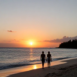 Caribbean Holidays, November Caribbean Holidays, A couple walking hand in hand along a quiet Caribbean beach at sunset in November