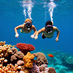 Caribbean Holidays, November Caribbean Holidays, Couple snorkelling in clear Caribbean water beside colourful coral and tropical fish