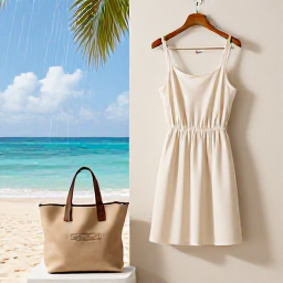 Caribbean Holidays, November Caribbean, Relaxed Caribbean holiday scene with light travel clothing, beach bag, tropical rain shower and sunny coastline