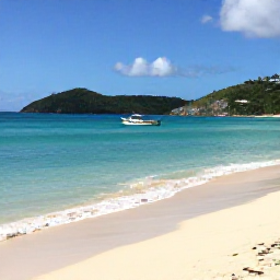 Caribbean Holidays, November City Breaks, A calm Caribbean beach on St John with clear turquoise water, white sand, green hills and a small boat offshore