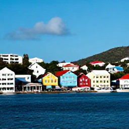 Caribbean Holidays, November City Breaks, A sunny waterfront view of Charlotte Amalie, St Thomas, with colourful Caribbean buildings, harbour boats and hills in the background