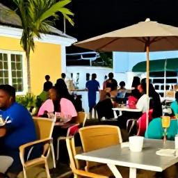 Caribbean Holidays, November City Breaks, Relaxed evening in Port of Spain with live Caribbean music, outdoor tables and friendly local atmosphere