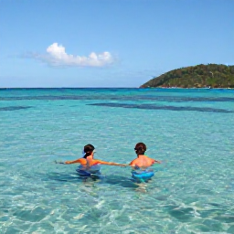 Caribbean Holidays, November Couples, Couple swimming and snorkelling in clear shallow water near a Caribbean reef in the British Virgin Islands