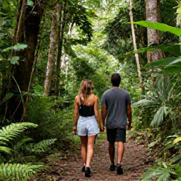 Caribbean Holidays, November Couples Holidays, Couple hiking through lush rainforest in the Main Ridge Forest Reserve in Tobago