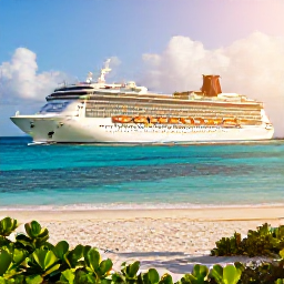 Caribbean Holidays, November Cruises, A bright cruise ship approaching the turquoise waters and white-sand shoreline of Grand Turk, Turks and Caicos, under warm November sunshine