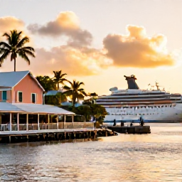 Caribbean Holidays, November Cruises, A relaxed waterfront restaurant and colourful Caribbean buildings beside a harbour in the British Virgin Islands at sunset