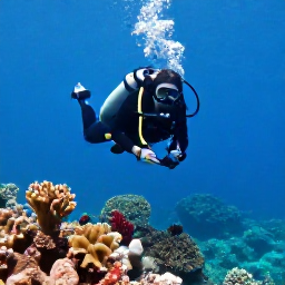 Caribbean Holidays, November Diving, Scuba diver exploring a colourful coral reef in clear Caribbean water off Tobago in November