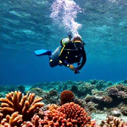 Caribbean Holidays, November Diving, Scuba diver exploring a colourful coral reef in clear turquoise water around the British Virgin Islands in November