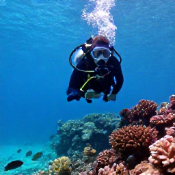 Caribbean Holidays, November Diving, Scuba diver exploring colourful coral reef and tropical fish in clear Caribbean water off Saint Lucia
