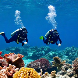 Caribbean Holidays, November Diving, Scuba divers exploring a colourful Caribbean reef in clear blue water around Saint Martin and Sint Maarten
