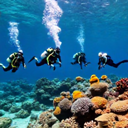 Caribbean Holidays, November Diving, Scuba divers exploring a colourful coral reef in clear turquoise water around Saint Kitts and Nevis