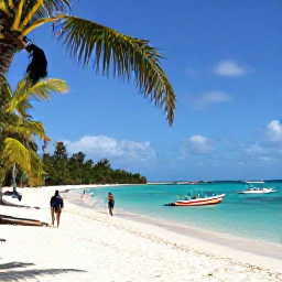 Caribbean Holidays, November Escape, White sandy beach on Bequia with clear turquoise water, palm trees, colourful boats and visitors enjoying a relaxed November afternoon