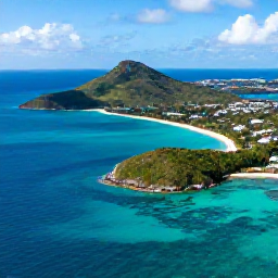 Caribbean Holidays, November Escapes, Aerial view of St Thomas, St John and St Croix in the United States Virgin Islands, bright turquoise water, green hills and white sandy beaches in November sunshine