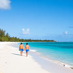 Caribbean Holidays, November Escapes, Couple walking along a quiet white-sand beach with turquoise water in the Grenadines during November
