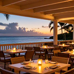 Caribbean Holidays, November Escapes, Open-air restaurant with candlelit tables and Caribbean sunset views in an adults-only Virgin Islands resort