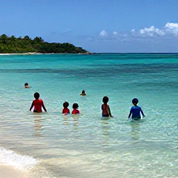 Caribbean Holidays, November Family Holidays, Families swimming and snorkelling in clear shallow water beside a sandy beach on St Thomas
