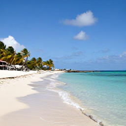 Caribbean Holidays, November Getaways, Clear turquoise Caribbean sea, sandy beach and palm trees on Cura&ccedil;ao beneath a bright November sky