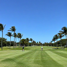 Caribbean Holidays, November Golf Holidays, A golfer enjoying a relaxed round on a tropical Puerto Rico course with palm trees and clear blue skies