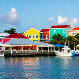 Caribbean Holidays, November Holidays, Colourful Grand Case waterfront in Saint Martin with small restaurants, fishing boats and diners enjoying a relaxed evening