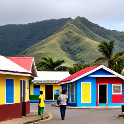 Caribbean Holidays, November Holidays, Colourful Montserratian village scene in November, local people, tropical hills and traditional Caribbean details