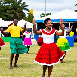 Caribbean Holidays, November Holidays, Colourful Trinidad and Tobago cultural festival with traditional dancers, local musicians and visitors enjoying an outdoor celebration in November
