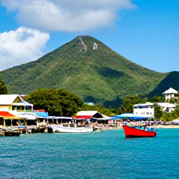 Caribbean Holidays, November Holidays, Colourful waterfront in Kingstown, Saint Vincent, with local markets, fishing boats and green hills in the background