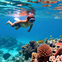 Caribbean Holidays, November Holidays, Family snorkelling in clear Caribbean water near a colourful coral reef, tropical fish visible, safe guided excursion