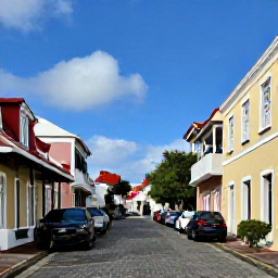 Caribbean Holidays, November Holidays, Historic Danish colonial buildings and lively streets in Charlotte Amalie, St Thomas, during a sunny November day