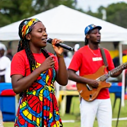 Caribbean Holidays, November Holidays, Local Montserratian musicians performing traditional Caribbean music at a community event, colourful clothing and friendly atmosphere