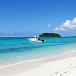 Caribbean Holidays, November Holidays, Small boat approaching the unspoilt Tobago Cays, with white sand beaches, turquoise water and green islands under a sunny Caribbean sky