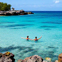Caribbean Holidays, November Honeymoons, Couple snorkelling in clear turquoise water near a tropical Saint Barth&eacute;lemy beach, colourful fish and rocky coastline