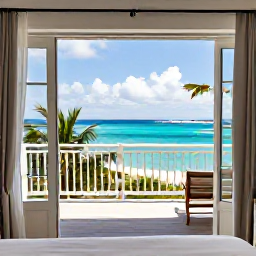 Caribbean Holidays, November Honeymoons, Elegant honeymoon suite with open doors to a balcony overlooking the turquoise Caribbean Sea in Saint Barth&eacute;lemy