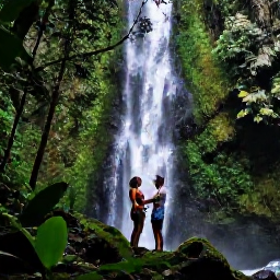 Caribbean Holidays, November Honeymoons, Honeymoon couple exploring El Yunque National Forest, lush rainforest, waterfall and tropical foliage in Puerto Rico
