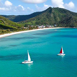 Caribbean Holidays, November Instagram Hotspots, Aerial view of the British Virgin Islands in November, showing turquoise water, green hills and bright sailing boats around Tortola