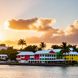 Caribbean Holidays, November Instagram Spots, Golden-hour view of Basseterre waterfront and harbour on Saint Kitts, with colourful buildings, palm trees and a calm Caribbean sky