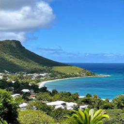 Caribbean Holidays, November Instagram Spots, Panoramic viewpoint from Timothy Hill on Saint Kitts overlooking the Atlantic Ocean, Caribbean Sea, lush hills and a narrow coastline