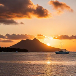 Caribbean Holidays, November Instagram Spots, Sunset over Simpson Bay Lagoon in Sint Maarten, with yachts, mountain silhouettes and warm orange skies