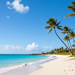Caribbean Holidays, November Instagram Spots, Turquoise Caribbean water, white sand and tall palm trees at Flamenco Beach, Culebra, Puerto Rico, in bright November sunshine