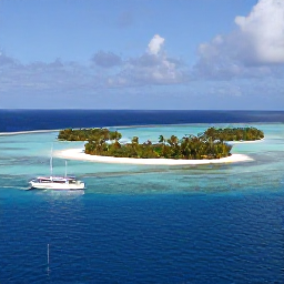 Caribbean Holidays, November Island Hopping, Sailing boat passing small tropical islands in the Grenadines, with clear blue water, white beaches and palm trees