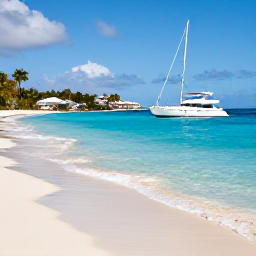 Caribbean Holidays, November Luxury, A private yacht sailing beside the coast of Saint Martin, with guests enjoying turquoise water, white beaches and clear November sunshine