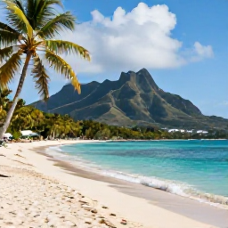 Caribbean Holidays, November Luxury, A tranquil luxury Caribbean holiday scene on Saint Kitts and Nevis, showing a palm-fringed beach, turquoise water and volcanic mountain backdrop