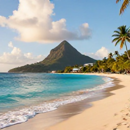 Caribbean Holidays, November Luxury Holidays, A luxury beachfront resort on Saint Vincent and the Grenadines in November, with turquoise water, palm trees and soft morning light