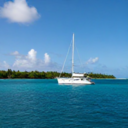 Caribbean Holidays, November Luxury Holidays, A private sailing yacht cruising between the green islands of the Grenadines on a sunny November day, viewed from calm turquoise water