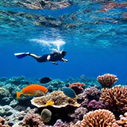 Caribbean Holidays, November Nature, A snorkeller above a bright coral reef near St John in the United States Virgin Islands, with tropical fish and clear blue water