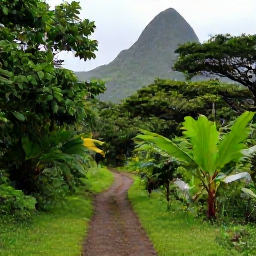 Caribbean Holidays, November Nature Holidays, Lush tropical rainforest and misty mountain scenery on Saint Vincent, with a clear trail winding through green vegetation